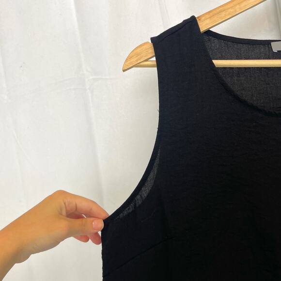 HABITAT Textured Woven Tank Top Seamed Pullover Rayon Nylon Black Size M - Picture 4 of 8